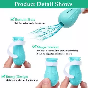 Чехлы для кошачьих когтей, против укусов, для мытья ванны, чехол для кошачьих когтей, чехол для ног для стрижки ногтей Upgrade 4Pcs синий