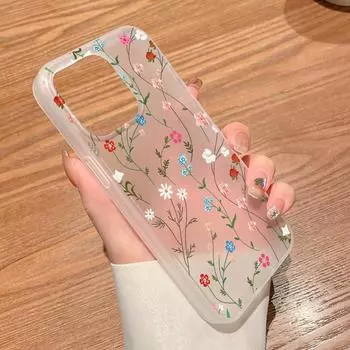 Чехлы для мобильных телефонов iPhone 11 13 15 Pro Max 12 14 Pro Max Чехол для iPhone 16 15 Plus 13 Pro 12 Матовая текстура с рисунком в виде мультяшных цветов iPhone 11 белый