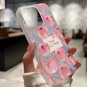 Чехлы для мобильных телефонов iPhone 11 13 15 Pro Max 12 14 Pro Max Чехол для iPhone 16 15 Plus 13 Pro 12 Матовая текстура с рисунком в виде мультяшных цветов iPhone 11 белый