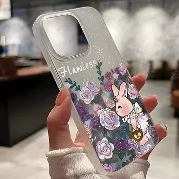 Чехлы для мобильных телефонов iPhone 11 13 15 Pro Max 12 14 Pro Max Чехол для iPhone 16 15 Plus 13 Pro 12 Матовая текстура с рисунком в виде мультяшных цветов iPhone 11 белый
