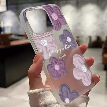 Чехлы для мобильных телефонов iPhone 11 13 15 Pro Max 12 14 Pro Max Чехол для iPhone 16 15 Plus 13 Pro 12 Матовая текстура с рисунком в виде мультяшных цветов iPhone 11 белый