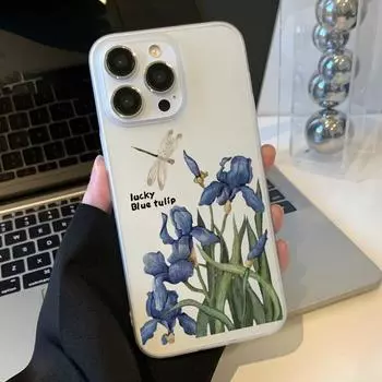 Чехлы для мобильных телефонов iPhone 11 13 15 Pro Max 12 14 Pro Max Чехол для iPhone 16 15 Plus 13 Pro 12 Матовая текстура с рисунком в виде мультяшных цветов iPhone 11 белый