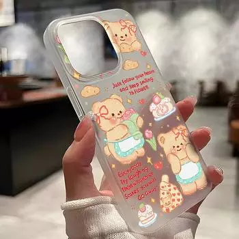 Чехлы для мобильных телефонов iPhone 11 13 15 Pro Max 12 14 Pro Max Чехол для iPhone 16 15 Plus 13 Pro 12 Матовая текстура с рисунком в виде мультяшных цветов iPhone 11 белый