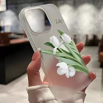 Чехлы для мобильных телефонов iPhone 11 13 15 Pro Max 12 14 Pro Max Чехол для iPhone 16 15 Plus 13 Pro 12 Матовая текстура с рисунком в виде мультяшных цветов iPhone 11 белый
