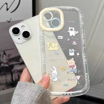 Чехлы для мобильных телефонов iPhone 11 13 XR 15 Pro Max 12 14 Pro Max чехол для iPhone 16 7 Plus 8 Plus XS Max Мультяшный узор Защита от падений Ударопрочный iPhone 6&6s белый