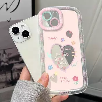 Чехлы для мобильных телефонов iPhone 11 13 XR 15 Pro Max 12 14 Pro Max чехол для iPhone 16 7 Plus 8 Plus XS Max Мультяшный узор Защита от падений Ударопрочный iPhone 6&6s белый