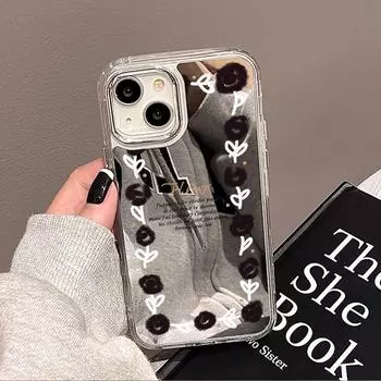 Чехлы для мобильных телефонов iPhone 11 13 XR 15 Pro Max 12 14 Pro Max Чехол iPhone 16 XS Max Зеркальный защитный чехол Зеркальный Изысканный мультяшный водонепроницаемый iPhone 11 Pro Max серебряный