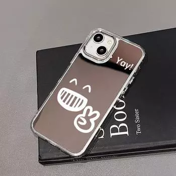 Чехлы для мобильных телефонов iPhone 11 13 XR 15 Pro Max 12 14 Pro Max Чехол iPhone 16 XS Max Зеркальный защитный чехол Зеркальный Изысканный мультяшный водонепроницаемый iPhone 11 Pro Max серебряный