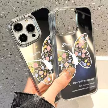 Чехлы для мобильных телефонов iPhone 11 13 XR 15 Pro Max 12 14 Pro Max Чехол iPhone 16 XS Max Зеркальный защитный чехол Зеркальный Изысканный мультяшный водонепроницаемый iPhone 11 Pro Max серебряный