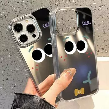 Чехлы для мобильных телефонов iPhone 11 13 XR 15 Pro Max 12 14 Pro Max Чехол iPhone 16 XS Max Зеркальный защитный чехол Зеркальный Изысканный мультяшный водонепроницаемый iPhone 11 Pro Max серебряный