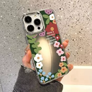 Чехлы для мобильных телефонов iPhone 11 13 XR 15 Pro Max 12 14 Pro Max Чехол iPhone 16 XS Max Зеркальный защитный чехол Зеркальный Изысканный мультяшный водонепроницаемый iPhone 11 Pro Max серебряный