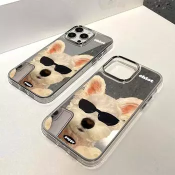 Чехлы для мобильных телефонов iPhone 11 13 XR 15 Pro Max 12 14 Pro Max Чехол iPhone 16 XS Max Зеркальный защитный чехол Зеркальный Изысканный мультяшный водонепроницаемый iPhone 11 Pro Max серебряный