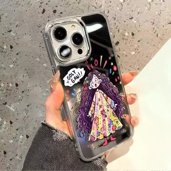 Чехлы для мобильных телефонов iPhone 11 13 XR 15 Pro Max 12 14 Pro Max Чехол iPhone 16 XS Max Зеркальный защитный чехол Зеркальный Изысканный мультяшный водонепроницаемый iPhone 11 Pro Max серебряный