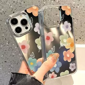 Чехлы для мобильных телефонов iPhone 11 13 XR 15 Pro Max 12 14 Pro Max Чехол iPhone 16 XS Max Зеркальный защитный чехол Зеркальный Изысканный мультяшный водонепроницаемый iPhone 11 Pro Max серебряный