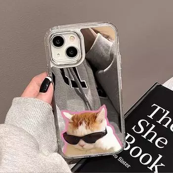 Чехлы для мобильных телефонов iPhone 11 13 XR 15 Pro Max 12 14 Pro Max Чехол iPhone 16 XS Max Зеркальный защитный чехол Зеркальный Изысканный мультяшный водонепроницаемый iPhone 11 Pro Max серебряный