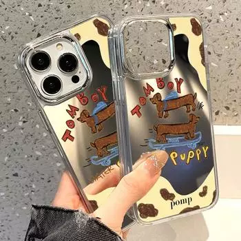 Чехлы для мобильных телефонов iPhone 11 13 XR 15 Pro Max 12 14 Pro Max Чехол iPhone 16 XS Max Зеркальный защитный чехол Зеркальный Изысканный мультяшный водонепроницаемый iPhone 11 Pro Max серебряный