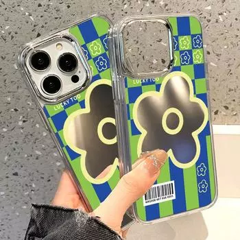 Чехлы для мобильных телефонов iPhone 11 13 XR 15 Pro Max 12 14 Pro Max Чехол iPhone 16 XS Max Зеркальный защитный чехол Зеркальный Изысканный мультяшный водонепроницаемый iPhone 11 Pro Max серебряный
