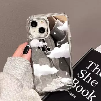 Чехлы для мобильных телефонов iPhone 11 13 XR 15 Pro Max 12 14 Pro Max Чехол iPhone 16 XS Max Зеркальный защитный чехол Зеркальный Изысканный мультяшный водонепроницаемый iPhone 11 Pro Max серебряный