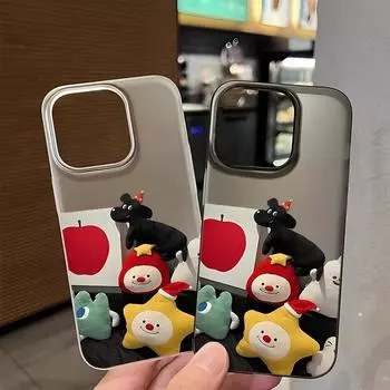 Чехлы для мобильных телефонов iPhone 11 13 15 Pro Max 12 14 Pro Max Чехол для iPhone 16 15 Plus 13 Pro 12 Матовая текстура с рисунком в виде мультяшных цветов iPhone 11 белый