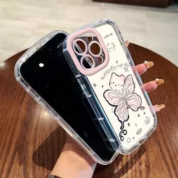 Чехлы для мобильных телефонов iPhone 11 13 XR 15 Pro Max 12 14 Pro Max чехол для iPhone 16 7 Plus 8 Plus XS Max Мультяшный узор Защита от падений Ударопрочный iPhone 6&6s белый