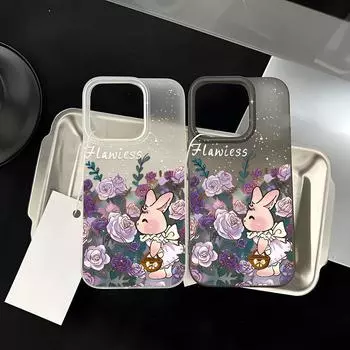 Чехлы для мобильных телефонов iPhone 11 13 15 Pro Max 12 14 Pro Max Чехол для iPhone 16 15 Plus 13 Pro 12 Mini 13 Mini Матовая текстура Нарисованные мультяшные цветы iPhone 11 белый