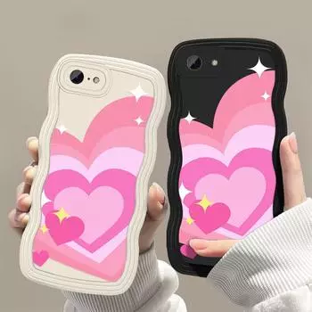 Чехлы для мобильных телефонов iPhone 11 13 XR 15 Pro Max 12 14 Pro Max Чехол для iPhone 16 7 Plus 8 Plus XS Max Big Wave Solid Color Cartoon Anti-Drop Водонепроницаемый iPhone 7&8 белый