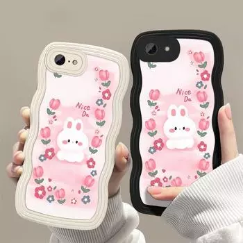 Чехлы для мобильных телефонов iPhone 11 13 XR 15 Pro Max 12 14 Pro Max Чехол для iPhone 16 7 Plus 8 Plus XS Max Big Wave Solid Color Cartoon Anti-Drop Водонепроницаемый iPhone 7&8 белый