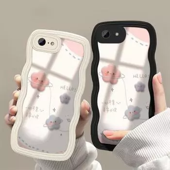 Чехлы для мобильных телефонов iPhone 11 13 XR 15 Pro Max 12 14 Pro Max Чехол для iPhone 16 7 Plus 8 Plus XS Max Big Wave Solid Color Cartoon Anti-Drop Водонепроницаемый iPhone 7&8 белый