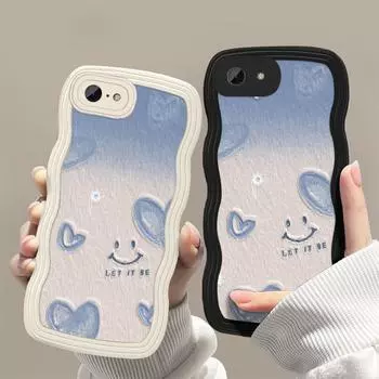 Чехлы для мобильных телефонов iPhone 11 13 XR 15 Pro Max 12 14 Pro Max Чехол для iPhone 16 7 Plus 8 Plus XS Max Big Wave Solid Color Cartoon Anti-Drop Водонепроницаемый iPhone 7&8 белый