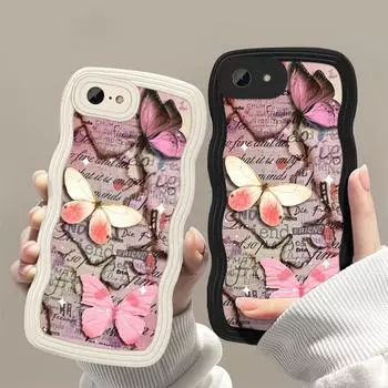 Чехлы для мобильных телефонов iPhone 11 13 XR 15 Pro Max 12 14 Pro Max Чехол для iPhone 16 7 Plus 8 Plus XS Max Big Wave Solid Color Cartoon Anti-Drop Водонепроницаемый iPhone 7&8 белый