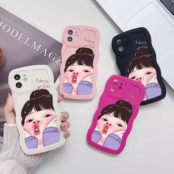 Чехлы для мобильных телефонов iPhone 11 13 XR 15 Pro Max 12 14 Pro Max Чехол для iPhone 16 7 Plus 8 Plus XS Max Big Wave Solid Color Cartoon Anti-Drop Водонепроницаемый iPhone 7&8 белый