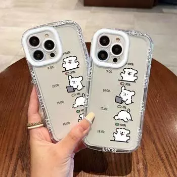 Чехлы для мобильных телефонов iPhone 11 13 XR 15 Pro Max 12 14 Pro Max чехол для iPhone 16 7 Plus 8 Plus XS Max Мультяшный узор Защита от падений Ударопрочный iPhone 6&6s белый