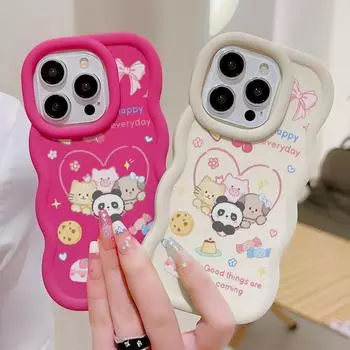 Чехлы для мобильных телефонов iPhone 11 13 XR 15 Pro Max 12 14 Pro Max Чехол для iPhone 16 7 Plus 8 Plus XS Max 15 Plus Macaron Cartoon Cute Anti-Drop Водонепроницаемый iPhone 11 Pro Max красный