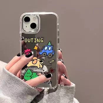 Чехлы для мобильных телефонов iPhone 11 13 XR 15 Pro Max 12 14 Pro Max Чехол iPhone 16 XS Max Зеркальный защитный чехол Зеркальный Изысканный мультяшный водонепроницаемый iPhone 11 Pro Max серебряный песка