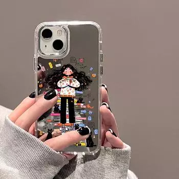 Чехлы для мобильных телефонов iPhone 11 13 XR 15 Pro Max 12 14 Pro Max Чехол iPhone 16 XS Max Зеркальный защитный чехол Зеркальный Изысканный мультяшный водонепроницаемый iPhone 11 Pro Max серебряный песка