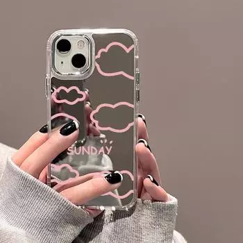 Чехлы для мобильных телефонов iPhone 11 13 XR 15 Pro Max 12 14 Pro Max Чехол iPhone 16 XS Max Зеркальный защитный чехол Зеркальный Изысканный мультяшный водонепроницаемый iPhone 11 Pro Max серебряный песка
