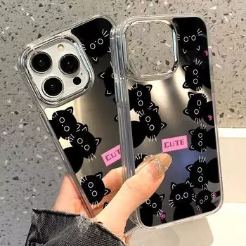 Чехлы для мобильных телефонов iPhone 11 13 XR 15 Pro Max 12 14 Pro Max Чехол iPhone 16 XS Max Зеркальный защитный чехол Зеркальный Изысканный мультяшный водонепроницаемый iPhone 11 Pro Max серебряный песка