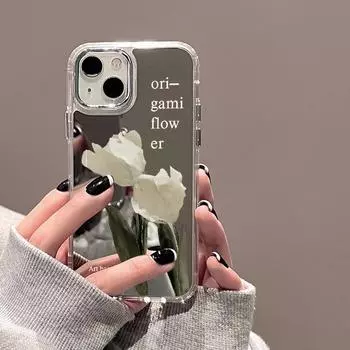 Чехлы для мобильных телефонов iPhone 11 13 XR 15 Pro Max 12 14 Pro Max Чехол iPhone 16 XS Max Зеркальный защитный чехол Зеркальный Изысканный мультяшный водонепроницаемый iPhone 11 Pro Max серебряный песка