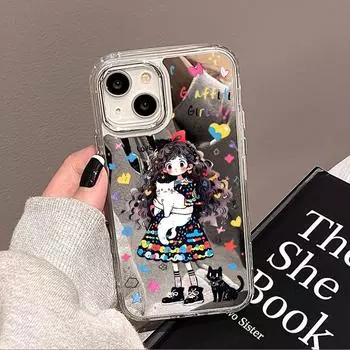 Чехлы для мобильных телефонов iPhone 11 13 XR 15 Pro Max 12 14 Pro Max Чехол iPhone 16 XS Max Зеркальный защитный чехол Зеркальный Изысканный мультяшный водонепроницаемый iPhone 11 Pro Max серебряный песка