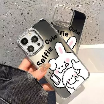 Чехлы для мобильных телефонов iPhone 11 13 XR 15 Pro Max 12 14 Pro Max Чехол iPhone 16 XS Max Зеркальный защитный чехол Зеркальный Изысканный мультяшный водонепроницаемый iPhone 11 Pro Max серебряный песка