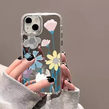 Чехлы для мобильных телефонов iPhone 11 13 XR 15 Pro Max 12 14 Pro Max Чехол iPhone 16 XS Max Зеркальный защитный чехол Зеркальный Изысканный мультяшный водонепроницаемый iPhone 11 Pro Max серебряный песка