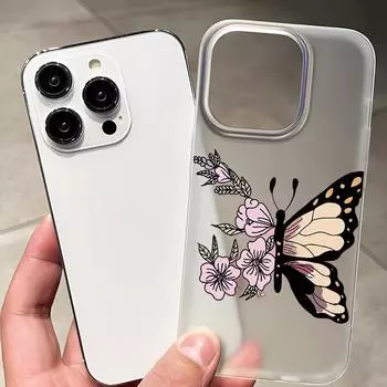 Чехлы для мобильных телефонов iPhone 11 13 15 Pro Max 12 14 Pro Max Чехол для iPhone 16 15 Plus 13 Pro 12 Матовая текстура с рисунком в виде мультяшных цветов iPhone 11 белый