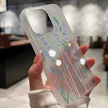 Чехлы для мобильных телефонов iPhone 11 13 15 Pro Max 12 14 Pro Max Чехол для iPhone 16 15 Plus 13 Pro 12 Матовая текстура с рисунком в виде мультяшных цветов iPhone 11 белый