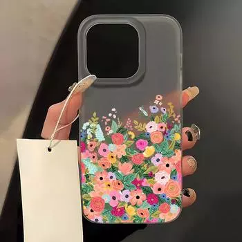 Чехлы для мобильных телефонов iPhone 11 13 15 Pro Max 12 14 Pro Max Чехол для iPhone 16 15 Plus 13 Pro 12 Матовая текстура с рисунком в виде мультяшных цветов iPhone 11 белый