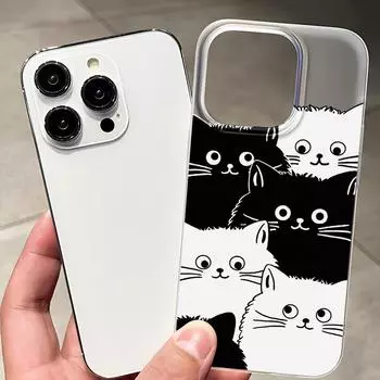 Чехлы для мобильных телефонов iPhone 11 13 15 Pro Max 12 14 Pro Max Чехол для iPhone 16 15 Plus 13 Pro 12 Матовая текстура с рисунком в виде мультяшных цветов iPhone 11 белый