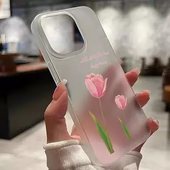 Чехлы для мобильных телефонов iPhone 11 13 15 Pro Max 12 14 Pro Max Чехол для iPhone 16 15 Plus 13 Pro 12 Матовая текстура с рисунком в виде мультяшных цветов iPhone 11 белый