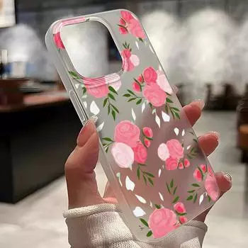 Чехлы для мобильных телефонов iPhone 11 13 15 Pro Max 12 14 Pro Max Чехол для iPhone 16 15 Plus 13 Pro 12 Матовая текстура с рисунком в виде мультяшных цветов iPhone 11 белый