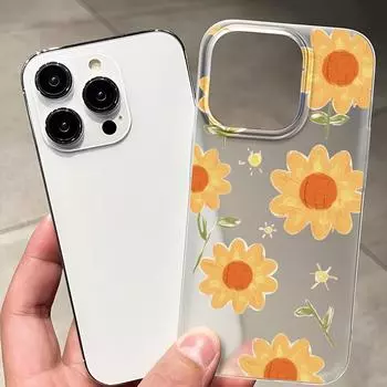 Чехлы для мобильных телефонов iPhone 11 13 15 Pro Max 12 14 Pro Max Чехол для iPhone 16 15 Plus 13 Pro 12 Матовая текстура с рисунком в виде мультяшных цветов iPhone 11 белый