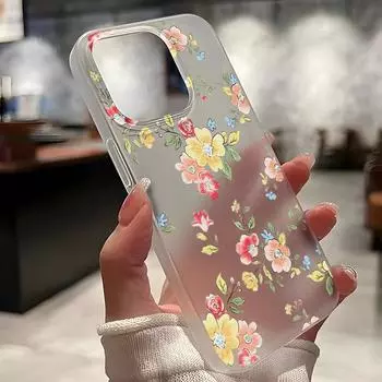 Чехлы для мобильных телефонов iPhone 11 13 15 Pro Max 12 14 Pro Max Чехол для iPhone 16 15 Plus 13 Pro 12 Матовая текстура с рисунком в виде мультяшных цветов iPhone 11 белый