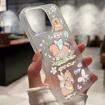 Чехлы для мобильных телефонов iPhone 11 13 15 Pro Max 12 14 Pro Max Чехол для iPhone 16 15 Plus 13 Pro 12 Матовая текстура с рисунком в виде мультяшных цветов iPhone 11 белый